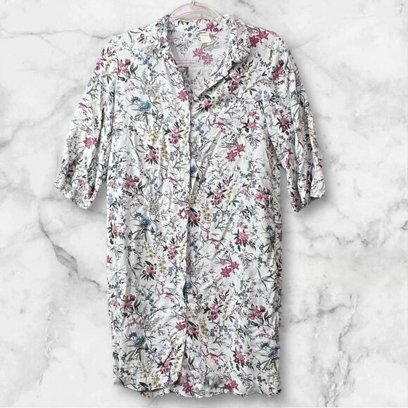 H&M Floral Button Up Shirt Dress - Size 6 - Picture 1 of 11
